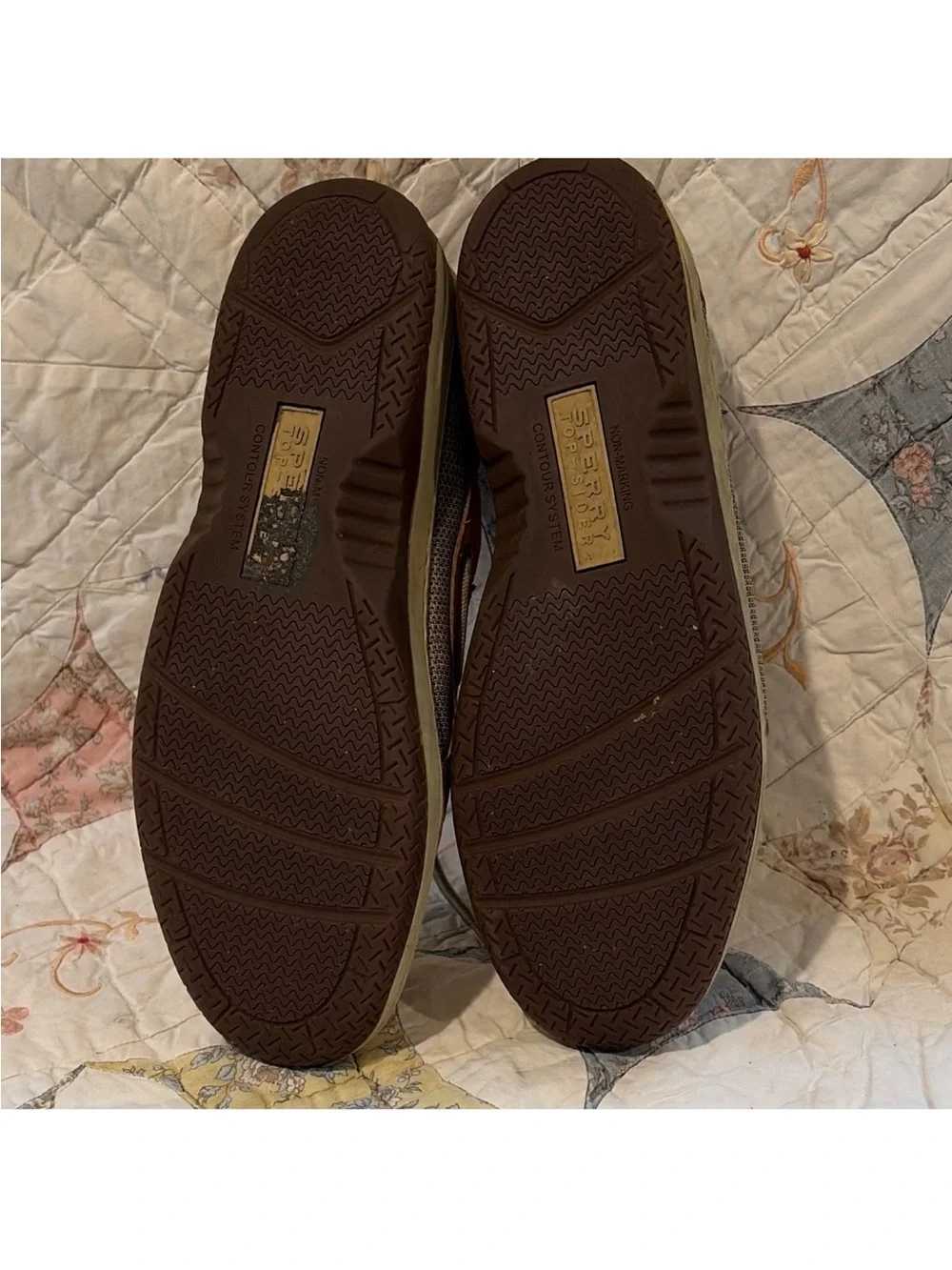 Sperry Top-Sider Men's Leather Mesh Boat Shoes Lace-Up Brown Beige 12 M